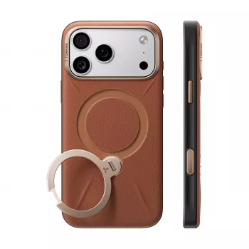 Coque TORRAS Ostand Q3 VegSkin pour iPhone 18 Pro / 17 Pro, compatible MagSafe, marron