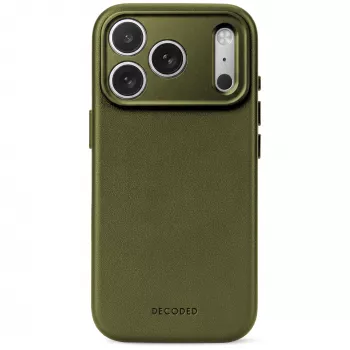 Decoded Leather Backcover – étui en cuir pour iPhone 18 Pro Max / 17 Pro Max compatible MagSafe (vert mousse)