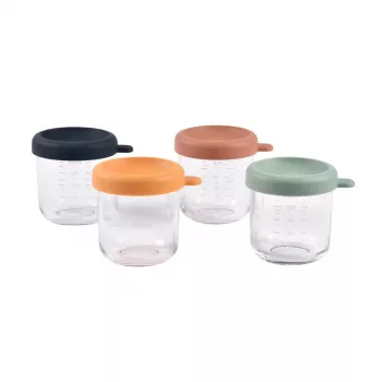 Beaba Lot de pots en verre avec couvercle 4 x 250 ml Sunrise