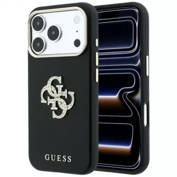 Coque Guess Smooth & Big Strass Logo pour iPhone 18 Pro / 17 Pro, noire