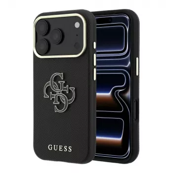 Coque Guess Grained & Big Resin Logo pour iPhone 18 Pro Max / 17 Pro Max, noire