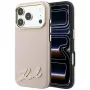 Coque Karl Lagerfeld à surface grainée et logo signature en résine, MagSafe, pour iPhone 18 Pro / 17 Pro, rose