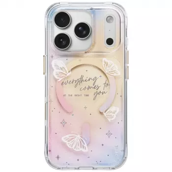 Coque UNIQ Coehl Ellie pour iPhone 18 Pro / 17 Pro, charge magnétique, Prism Bloom