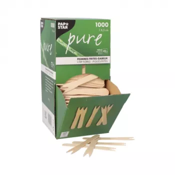 Fourchettes à frites en bois PAPSTAR pure, 1000 pièces