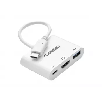 Adaptateur multiport USB-C vers HDMI et USB-A celexon, mâle/femelle, blanc