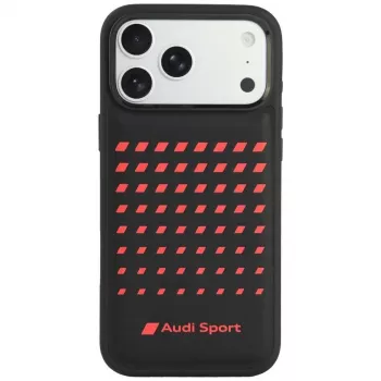 Coque MagSafe en cuir synthétique Audi Sport pour iPhone 18 Pro Max / 17 Pro Max, noire
