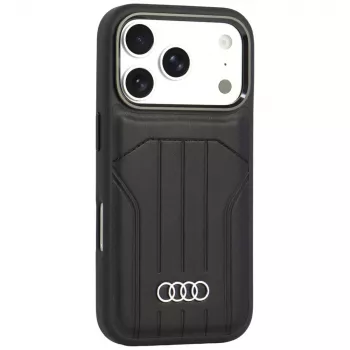 Étui MagSafe Audi en similicuir pour iPhone 18 Pro / 17 Pro, noir