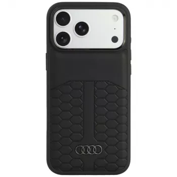 Coque MagSafe Audi en cuir pour iPhone 18 Pro Max / 17 Pro Max, noire