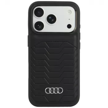 Coque MagSafe en cuir synthétique Audi GT pour iPhone 18 Pro / 17 Pro, noire