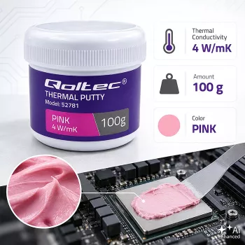 Pâte thermique haute conductivité Qoltec | Thermal Putty 4 W/m-K | 100 g | rose