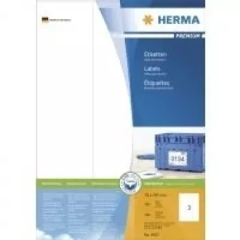 Étiquettes adhésives permanentes HERMA Premium, blanc, 70 x 297 mm, 300 étiquettes (100 feuilles x 3) (4657)