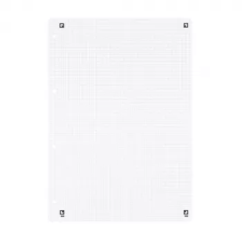 Feuilles mobiles Oxford pour classeur à anneaux, DIN A4, quadrillées (lignage 22), 50 feuilles, sans marge, perforées 4 trous