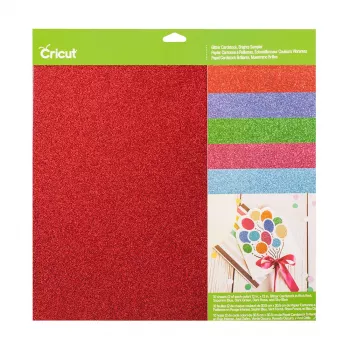 Papier cartonné à paillettes Cricut Sampler 30 x 30 cm, 10 feuilles, Brights (P)