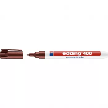 Marqueur permanent edding 400, pointe ronde 1 mm, rechargeable, brun