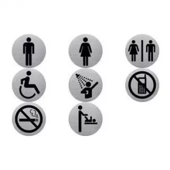 Pictogramme helit table à langer, Ø 115 mm, acier inoxydable, argent, autocollant (H6271600)