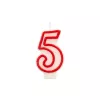 Papstar Number Candle “5”, 7.3 cm, White/Red
