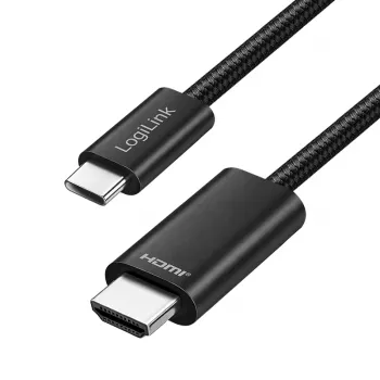 Câble USB 3.2 Gen1 Type-C vers HDMI LogiLink UA0470, 4K/30 Hz, tressé, noir, 2 m