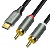 LogiLink CUA0140 USB 2.0 Type-C to 2x RCA cable, stereo audio, aluminium, black/silver, 1 m