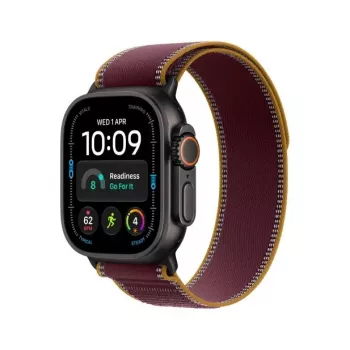 Montre connectée Apple Watch Ultra 4, GPS + Cellular, 49 mm, noir, bracelet Trail Loop bordeaux, M/L