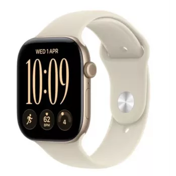 Montre connectée Apple Watch Series 12, GPS, 42 mm, boîtier en aluminium or clair, bracelet Sport sable, S/M