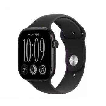 Montre connectée Apple Watch Series 12 GPS + Cellular 42 mm, boîtier en aluminium noir avec bracelet Sport noir - S/M