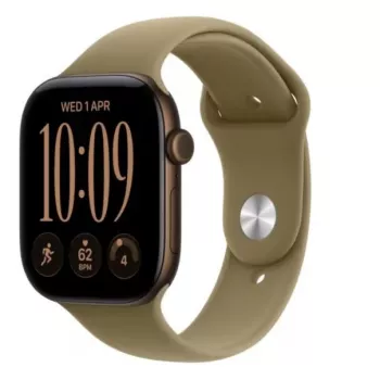 Montre connectée Apple Watch Series 12, GPS + Cellular, 42 mm, boîtier en aluminium bronze foncé, bracelet Sport olive, S/M