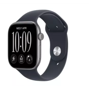 Montre connectée Apple Watch Series 12, GPS + Cellular, 46 mm, boîtier en aluminium gris sidéral, bracelet Sport bleu marine, M/L