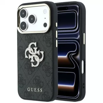 Coque Guess GUE005499 4G & Big Strass Logo pour iPhone 18 Pro / 17 Pro, noir