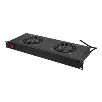 Unité de ventilation LogiLink FAU102B 19″, 2 ventilateurs, avec interrupteur, 1HE, noire