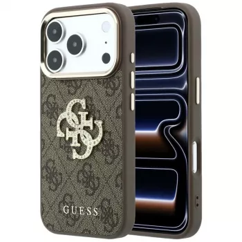 Étui pour smartphone Guess 4G & Big Strass Logo pour iPhone 18 Pro / 17 Pro, marron