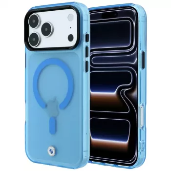 Étui MagSafe BMW BMW001318 Sign Frosted IML & Metal Logo pour iPhone 18 Pro Max / 17 Pro Max, bleu