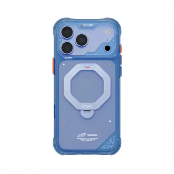 Coque Skinarma Saturn MagSafe avec support rotatif pour iPhone 18 Pro Max / 17 Pro Max, bleue