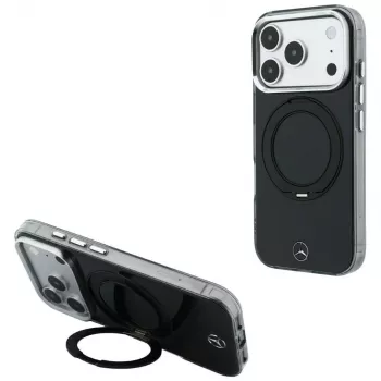 Mercedes Ring Stand Iconic Logo case, MagSafe, for iPhone 18 Pro / 17 Pro, black