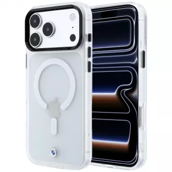 Coque MagSafe BMW Sign Frosted IML & Metal Logo pour iPhone 18 Pro Max / 17 Pro Max, transparente