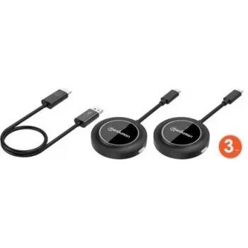 Manhattan 154598 1080p wireless HDMI presentation set with 2 USB-C transmitters, black