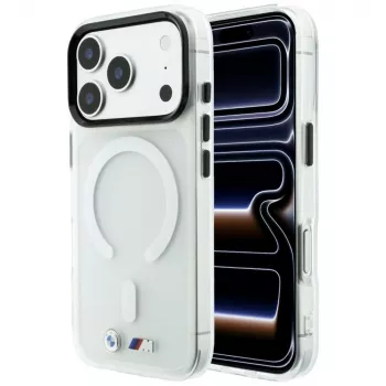 Coque MagSafe BMW M IML Frosted Metal Logo & Trims pour iPhone 18 Pro Max / 17 Pro Max, transparente