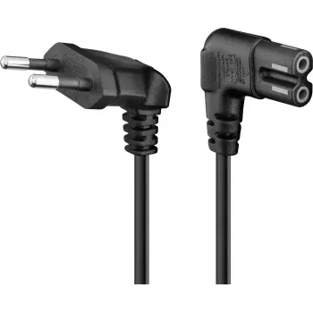 Câble d'alimentation Goobay CEE 7/16 type C – C7, connecteurs coudés, 1,5 m, noir