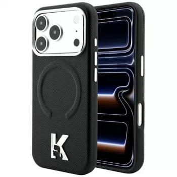 Karl Lagerfeld KF003257 coque MagSafe Grained Embossed Ring & Kameo Logo pour iPhone 18 Pro / 17 Pro, noire