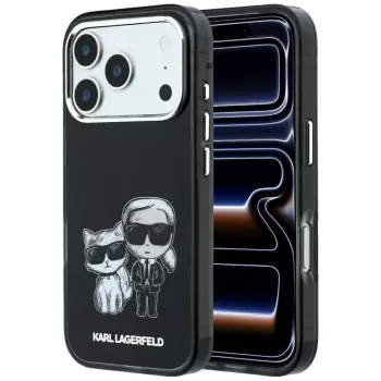 Coque MagSafe Karl Lagerfeld KF003184 Smooth Karl & Choupette Bodies Sketch pour iPhone 18 Pro Max / 17 Pro Max, noir