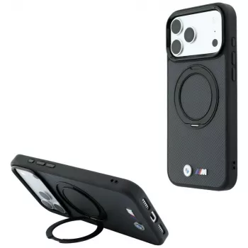 Coque MagSafe BMW Kevlar Ring Stand 360 pour iPhone 18 Pro / 17 Pro, anthracite