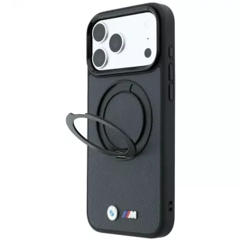 Coque MagSafe BMW Kevlar Ring Stand 360 pour iPhone 18 Pro / 17 Pro, anthracite