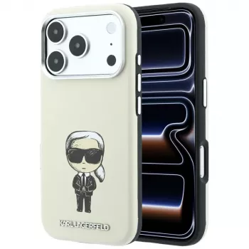 Coque MagSafe Karl Lagerfeld Smooth Ikonik Sketch pour iPhone 18 Pro Max / 17 Pro Max, beige