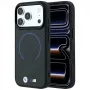 Coque MagSafe BMW M Kevlar Blue Print Ring MetalLogo pour iPhone 18 Pro / 17 Pro, noire