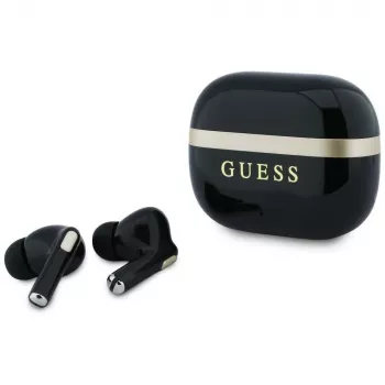 Écouteurs TWS Guess Glossy Gold LinePrinted Classic Logo, noirs