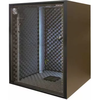 Armoire rack 19 pouces insonorisée Silence Rack SRO156080B, 15 U, 1 ventilateur silencieux, 600x800 mm, porte vitrée, noire