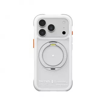 Coque Skinarma Atlas avec MagSafe et béquille rotative pour iPhone 18 Pro / 17 Pro, blanche