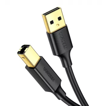 Câble imprimante USB 2.0 A-B Ugreen US135, plaqué or, 1 m, noir