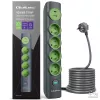Qoltec 52762 power strip with illuminated switch, 4 earthed sockets, 1 x USB-C 15 W, 1 x USB 12 W, 1.8 m
