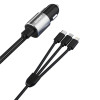 Chargeur de voiture Dudao R5ProN avec câble 3 en 1 intégré (Lightning / USB-C / micro USB), 3,4 A, 1 m, noir