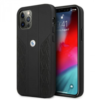 BMW BMHCP12MRSPPK Curve Perforate coque rigide en cuir pour Apple iPhone 12 / 12 Pro, noire